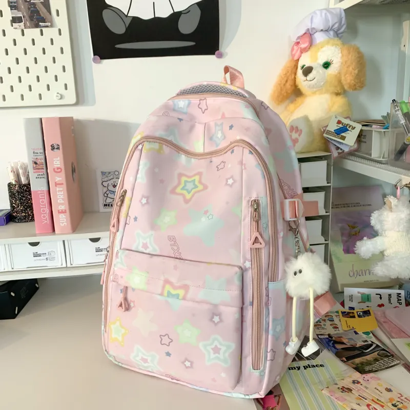 URBAN FOREST Nylon Backpack Regular Unisex Black/Yellow/Pink/White-9
