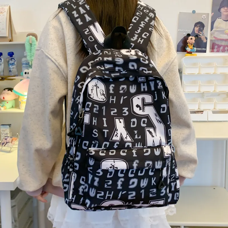 URBAN FOREST Composite Cloth Backpack Unisex Gray White/Ecru Black-17