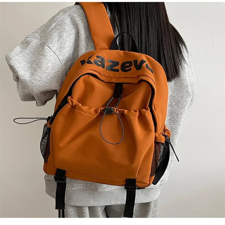 URBAN FOREST Nylon Backpack Unisex Gray/Black/Orange/Pink-12