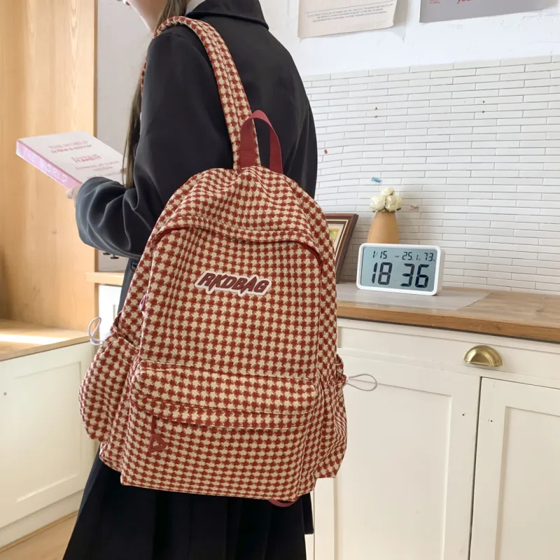 URBAN FOREST Nylon Backpack Unisex Red/Blue/Ecru/Black-3