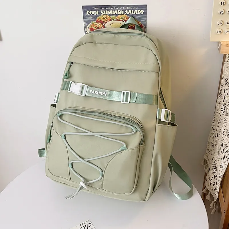 URBAN FOREST Nylon Backpack Unisex White/Violet/Ginger Yellow/Emerald Green-13