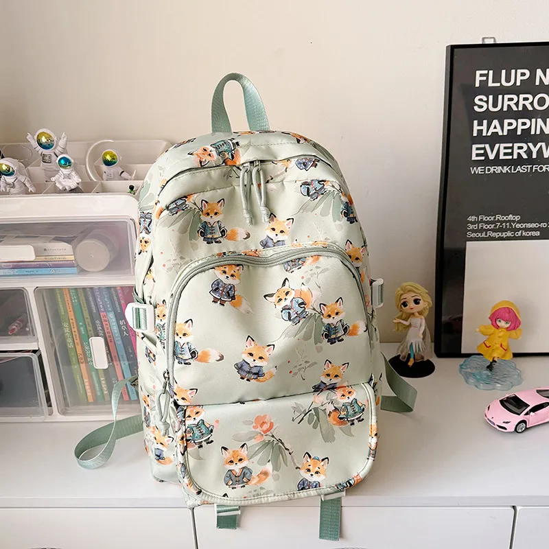 URBAN FOREST Nylon Backpack Unisex Brown/Pink/Beige/Green/Black-13