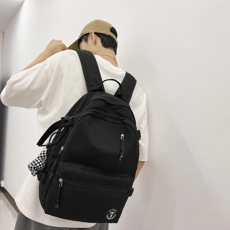 URBAN FOREST Nylon Backpack Unisex White/Black/Red/Pink-4
