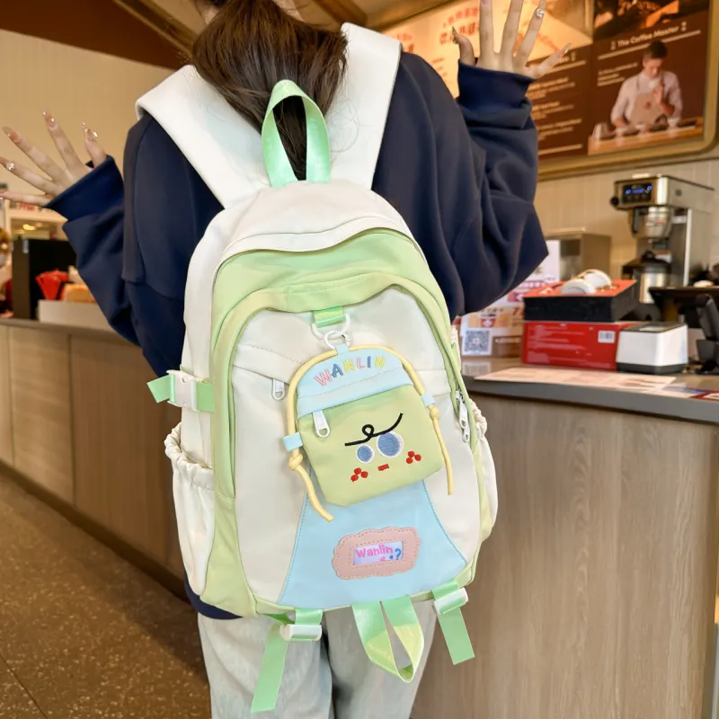 URBAN FOREST Nylon Backpack Women's Blue/Green/Pink/Black-9