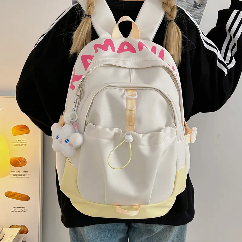 URBAN FOREST Nylon Backpack Unisex Yellow/Blue/Pink/Black/White-2