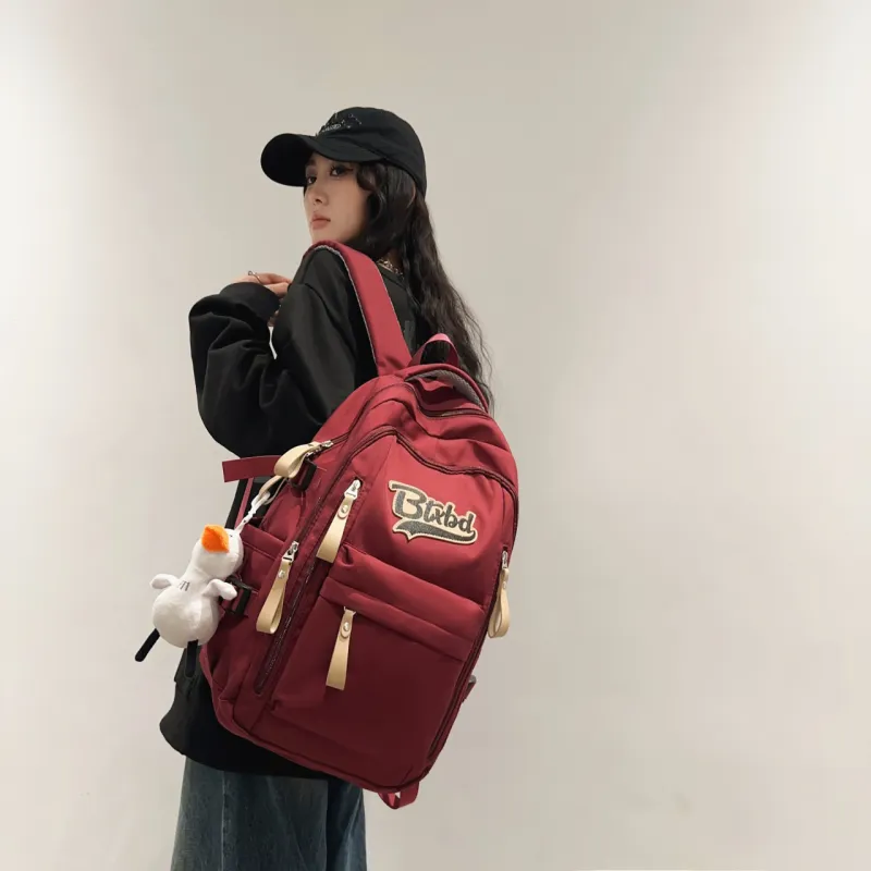 URBAN FOREST Nylon Backpack Regular Unisex White/Black/Red/Khaki-16