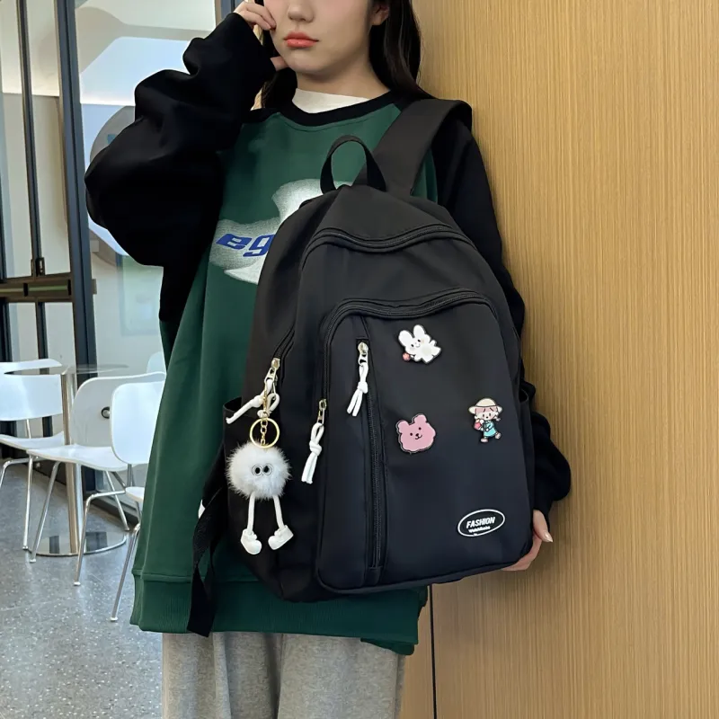 URBAN FOREST Nylon Backpack Unisex Light Yellow/Light Green/Ivory/Black-19