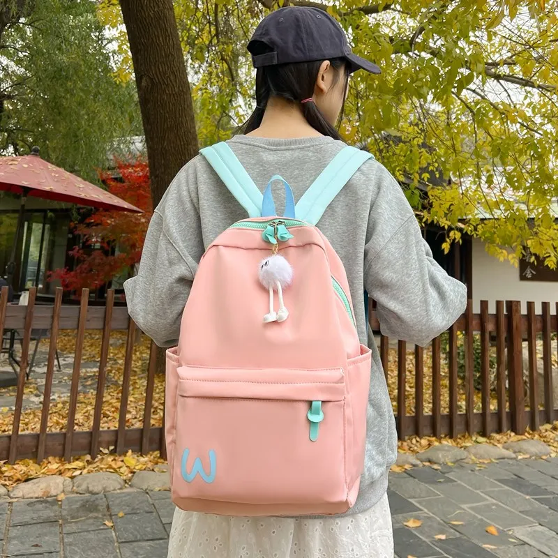URBAN FOREST Composite Cloth Backpack Unisex Black/Pink/Bright Yellow/Lake Blue-8