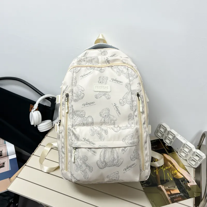 URBAN FOREST Composite Cloth Backpack Unisex White/Gray/Black/Green-1