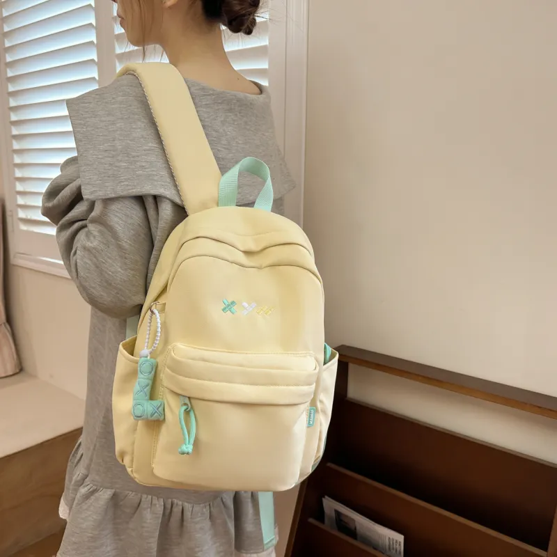 URBAN FOREST Nylon Backpack Unisex Red/White/Black/Blue/Yellow/Pink-13