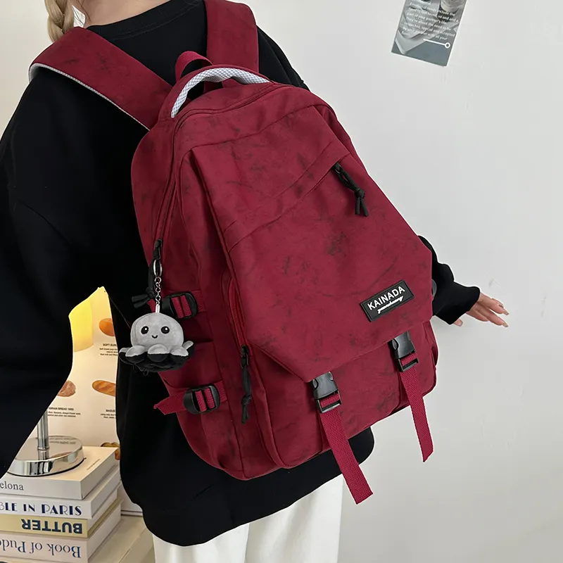 URBAN FOREST Nylon Backpack Unisex Ecru/Black/Burgundy/Green-13