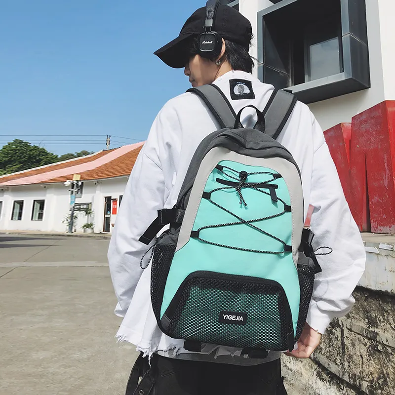URBAN FOREST Nylon Backpack Unisex Light Green/Violet/Black/Ecru-1
