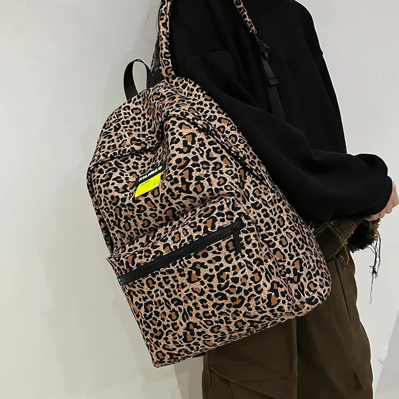URBAN FOREST Nylon Backpack Unisex Light Brown/White-1
