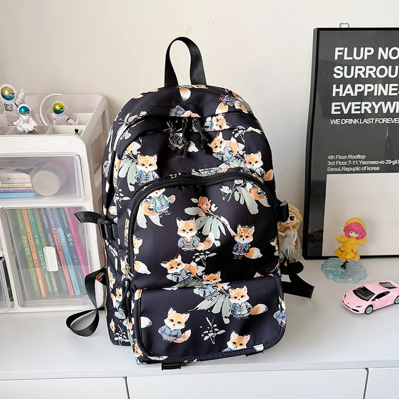 URBAN FOREST Nylon Backpack Unisex Brown/Pink/Beige/Green/Black-17