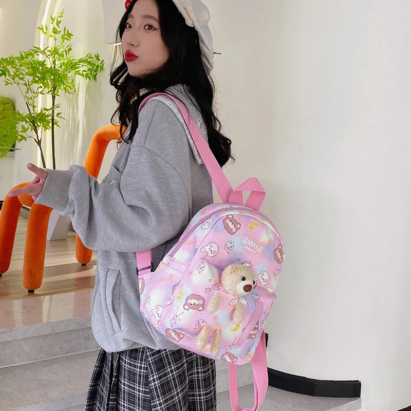 URBAN FOREST Nylon Backpack Women's Pink/Violet/Green/Blue/Black-9