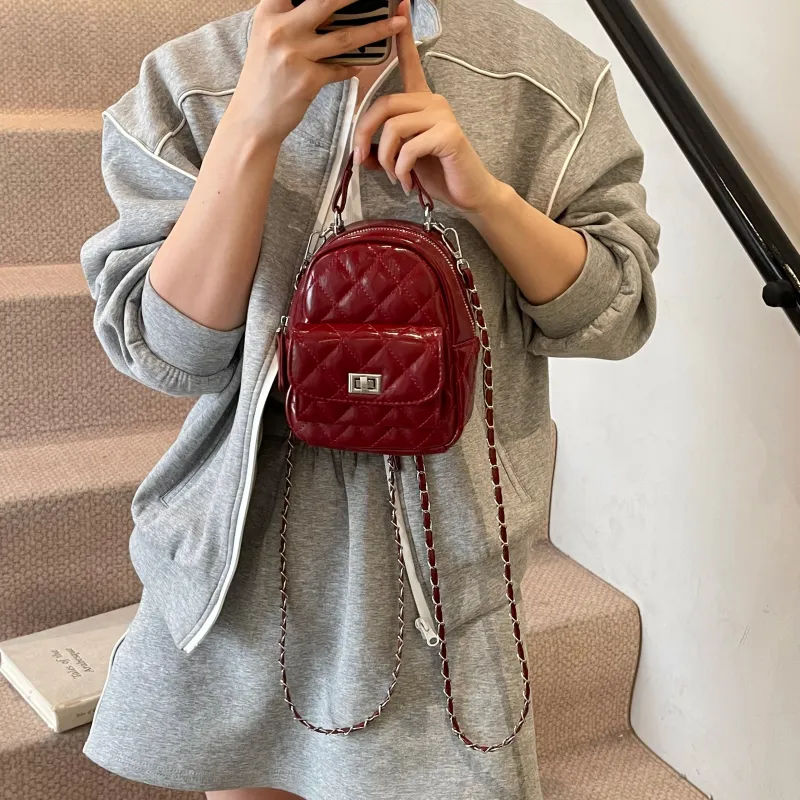 URBAN FOREST Pu Backpack Regular Women's Pink/White/Silver/Red/Black-19
