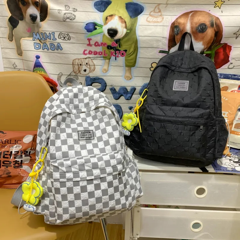 URBAN FOREST Nylon Backpack Unisex White/Black/Green/Blue-7