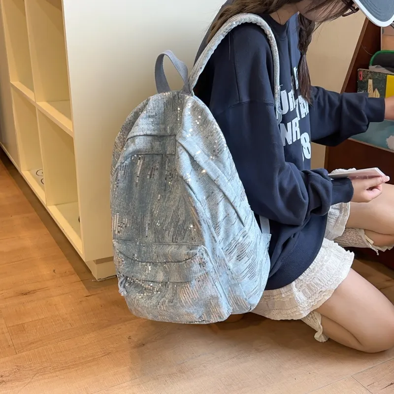 URBAN FOREST Denim Backpack Regular Unisex Black/Light Blue/Dark Blue-8