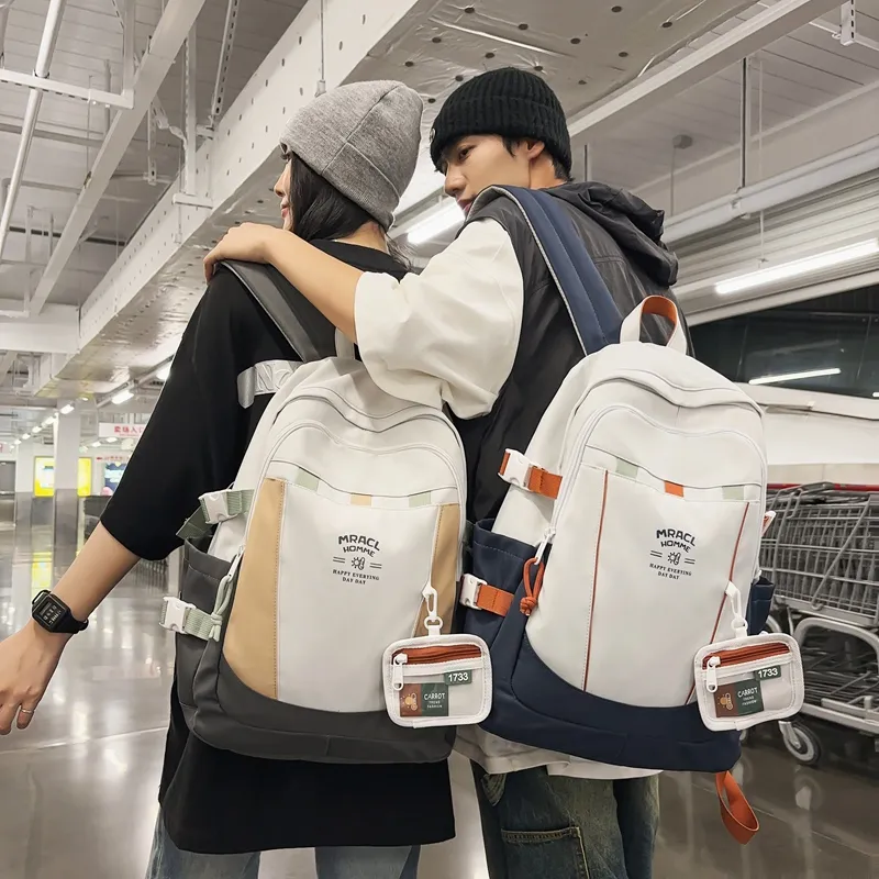 URBAN FOREST Nylon Backpack Unisex Black Red/Purple/Green Blue/Coffee-17