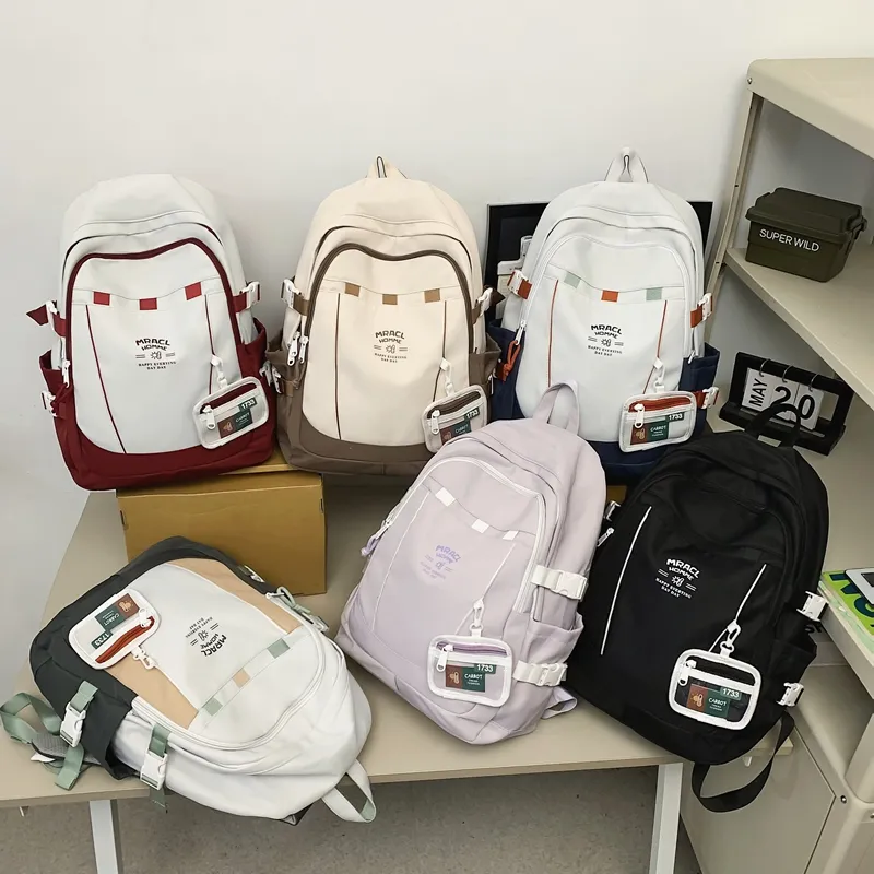 URBAN FOREST Nylon Backpack Unisex Black Red/Purple/Green Blue/Coffee-28