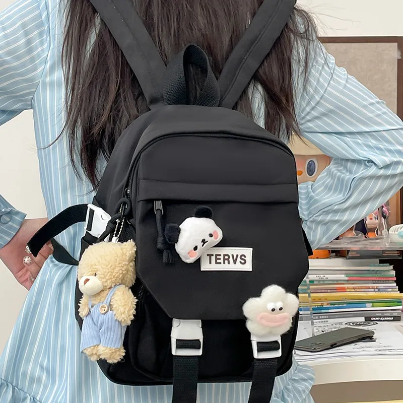 URBAN FOREST Nylon Backpack Unisex White/Black/Yellow/Green/Blue/Pink-11