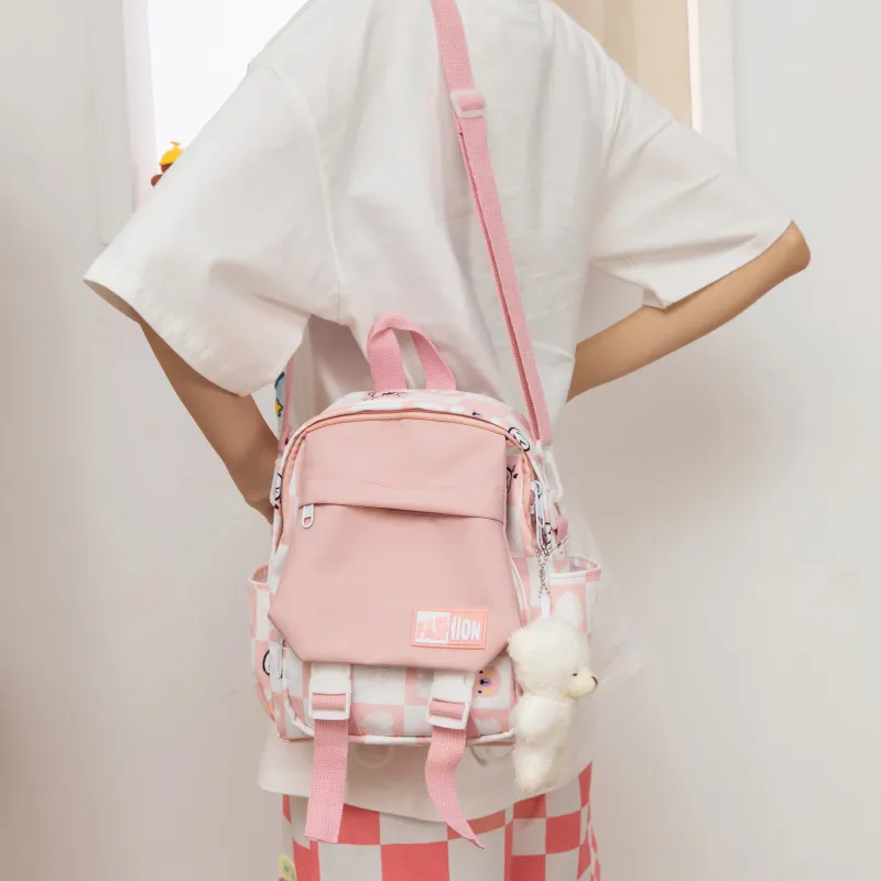 URBAN FOREST Nylon Backpack Unisex Black/Purple/Orange/Green/Blue/Pink-31