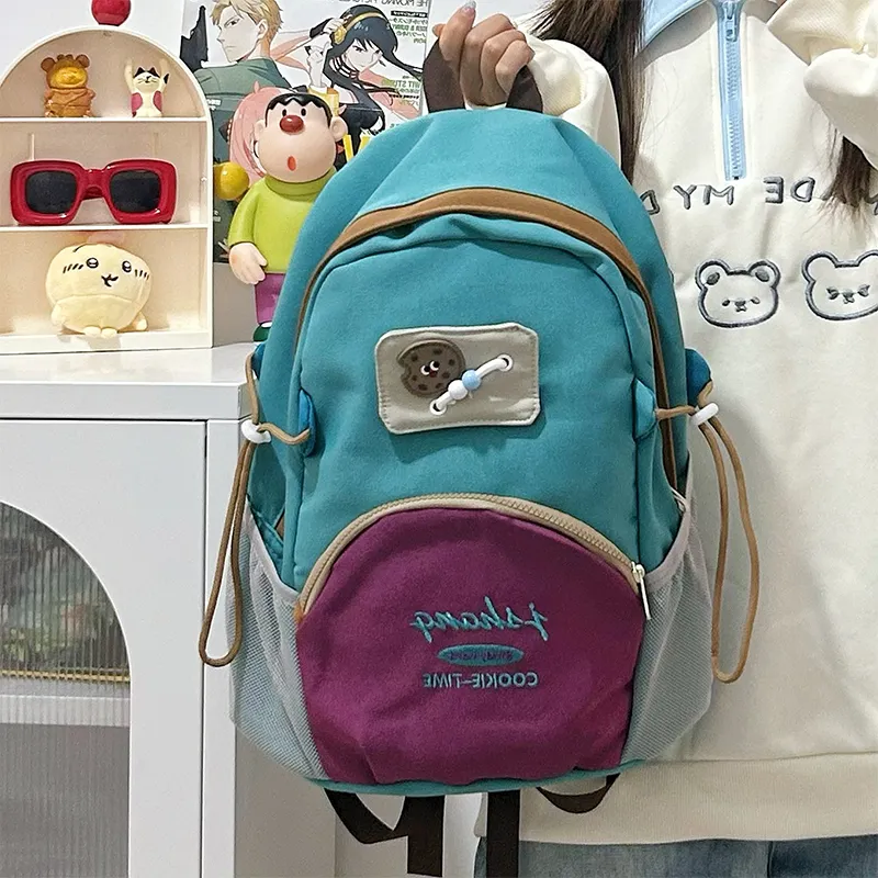 URBAN FOREST Nylon Backpack Large Size Unisex Blue/Pink/Black/White-4