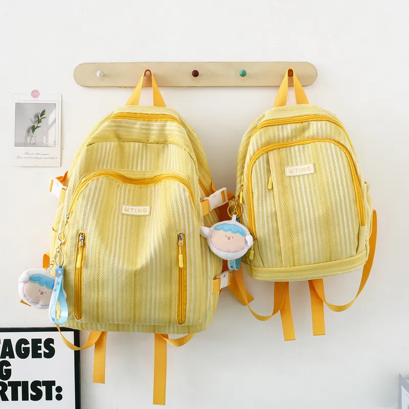 URBAN FOREST Nylon Backpack Unisex Pink/Green/Yellow/Black/White-13