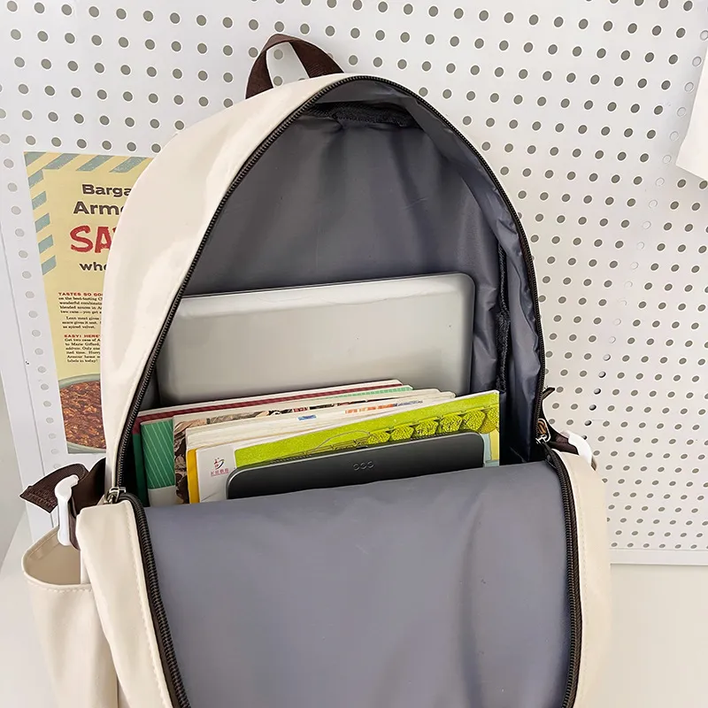 URBAN FOREST Nylon Backpack Unisex White/Violet/Ginger Yellow/Emerald Green-2