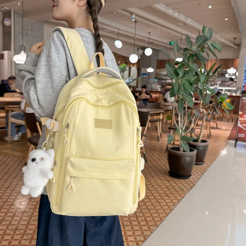 URBAN FOREST Nylon Backpack Unisex Ecru/Black/Pink/Light Purple/Yellow/Light Blue-23