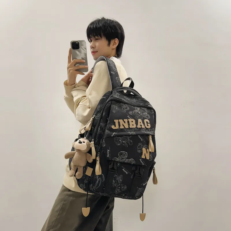 URBAN FOREST Nylon Backpack Regular Unisex White/Black/Burgundy/Green-5