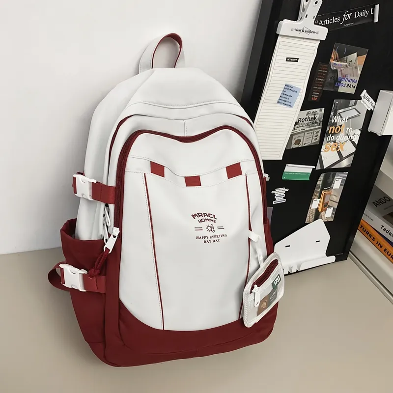 URBAN FOREST Nylon Backpack Unisex Black Red/Purple/Green Blue/Coffee-10