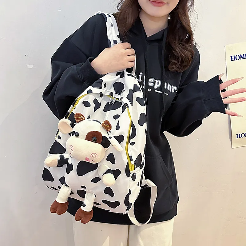 URBAN FOREST Nylon Backpack Unisex Blue/Pink/Black/White/Cow Color-26