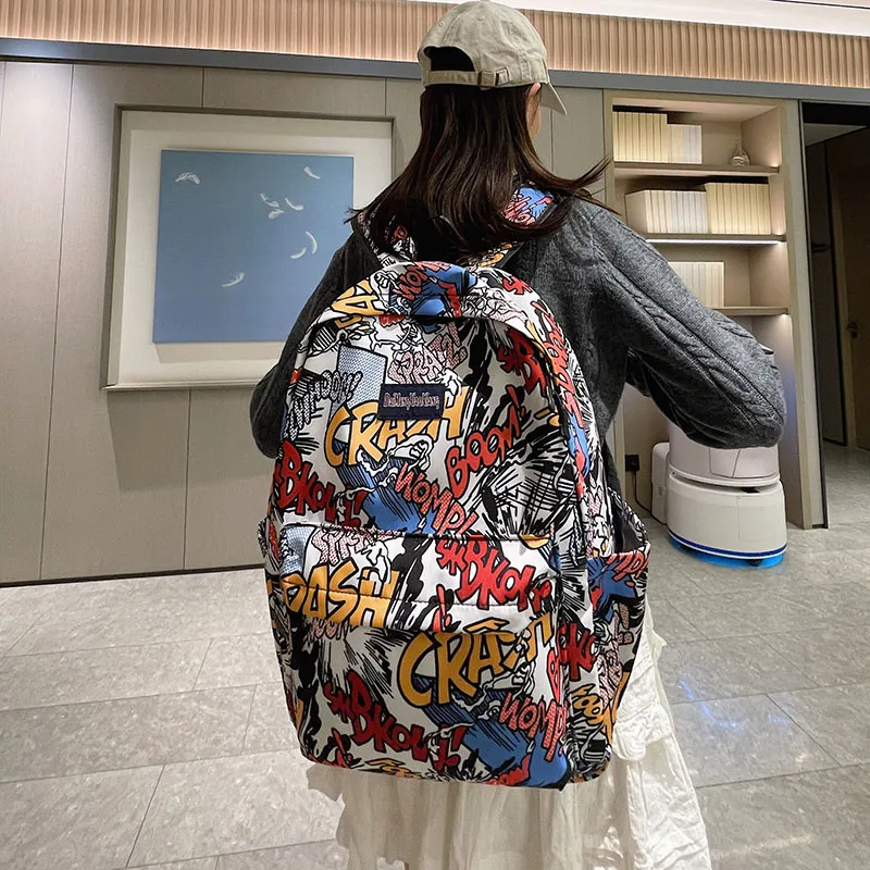 URBAN FOREST Nylon Backpack Unisex Cartoon Character/Explosion Letter-6