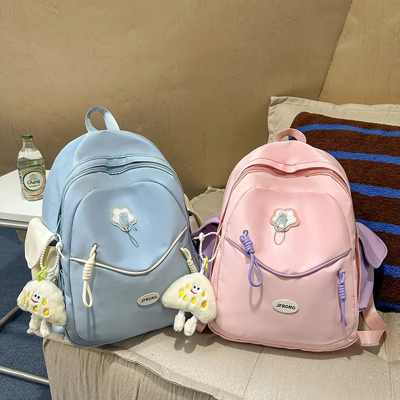 URBAN FOREST Nylon Backpack Unisex White/Black/Light Yellow/Sky Blue/Pink-22