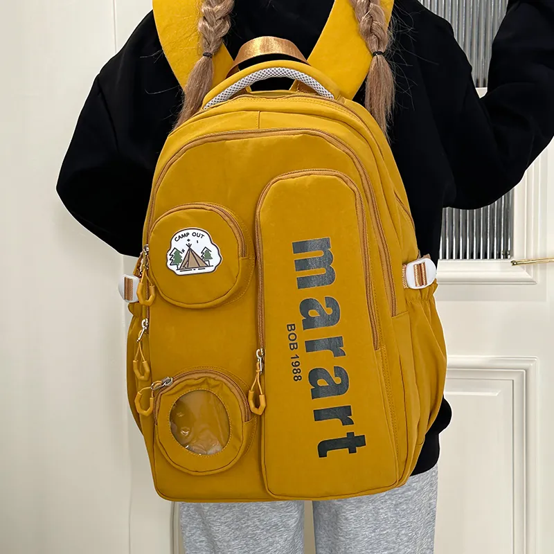 URBAN FOREST Nylon Backpack Regular Unisex Ecru/Light Gray/Black/Yellow/Pink-14