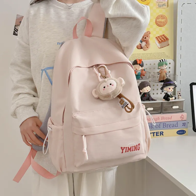 URBAN FOREST Nylon Backpack Unisex Pink/Light Blue/Burgundy/Black/White-3