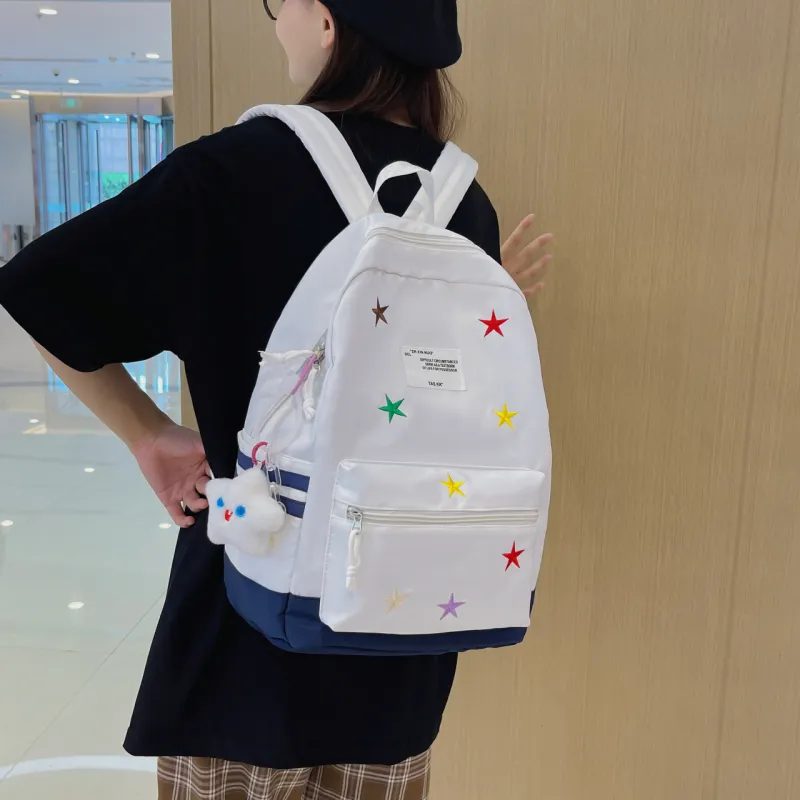 URBAN FOREST Nylon Backpack Unisex Red/Khaki/Blue/Brown/Black-14
