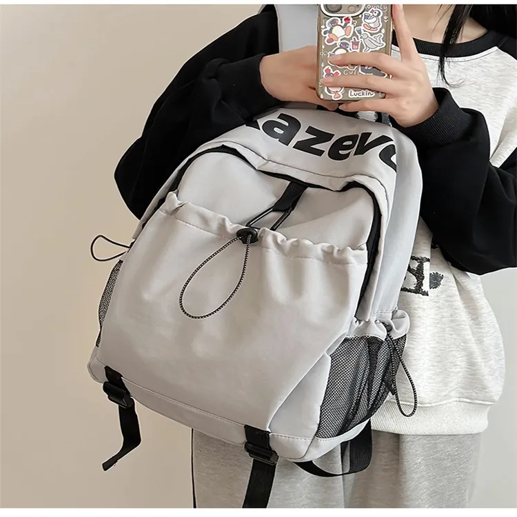 URBAN FOREST Nylon Backpack Unisex Gray/Black/Orange/Pink-1