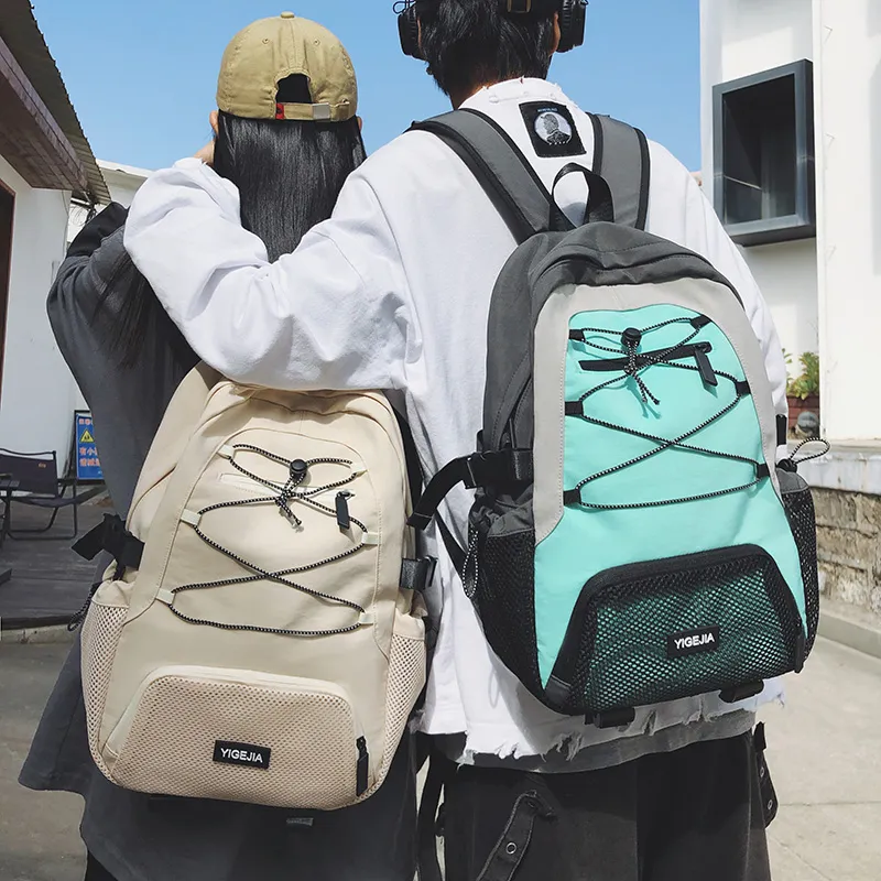 URBAN FOREST Nylon Backpack Unisex Light Green/Violet/Black/Ecru-22