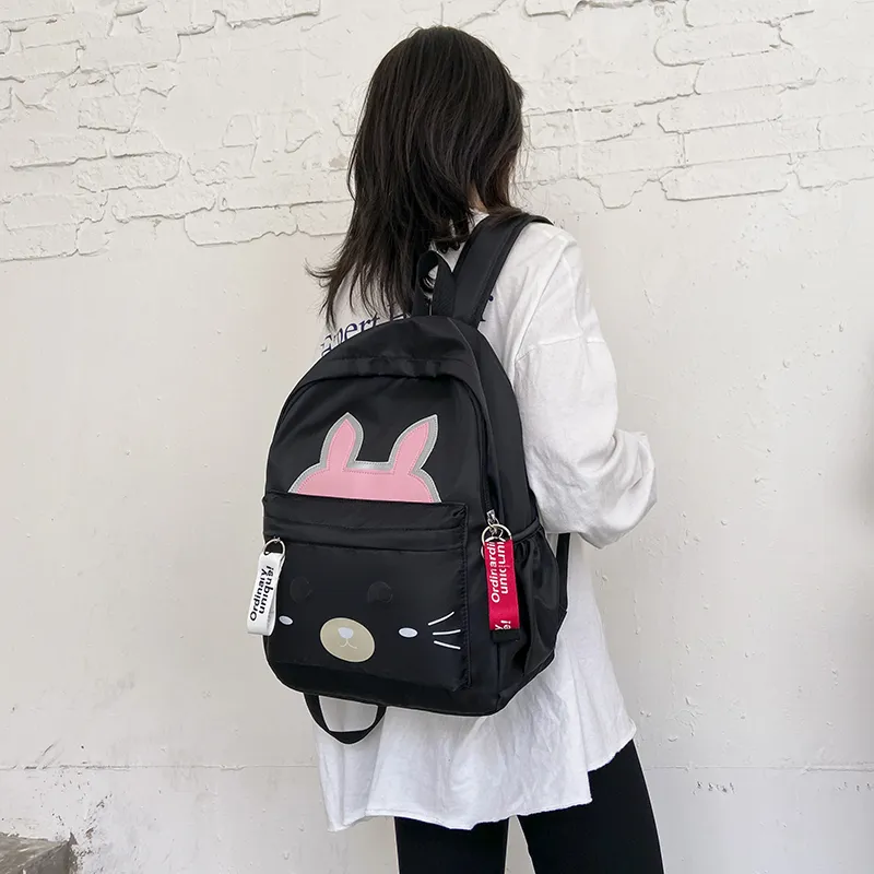 URBAN FOREST Nylon Backpack Regular Unisex Black/Pink/Watermelon Red/Green-4