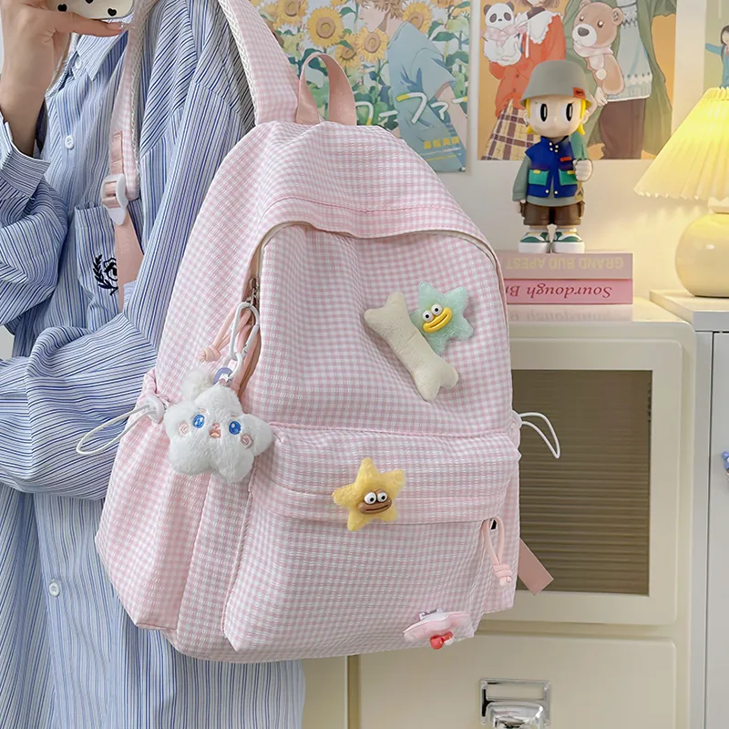 URBAN FOREST Nylon Backpack Unisex Black/Red/Yellow/Green/Blue/Pink-31