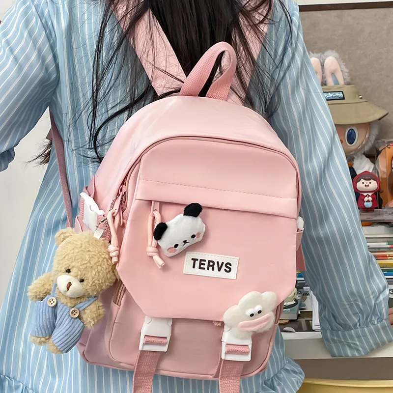 URBAN FOREST Nylon Backpack Unisex White/Black/Yellow/Green/Blue/Pink-34