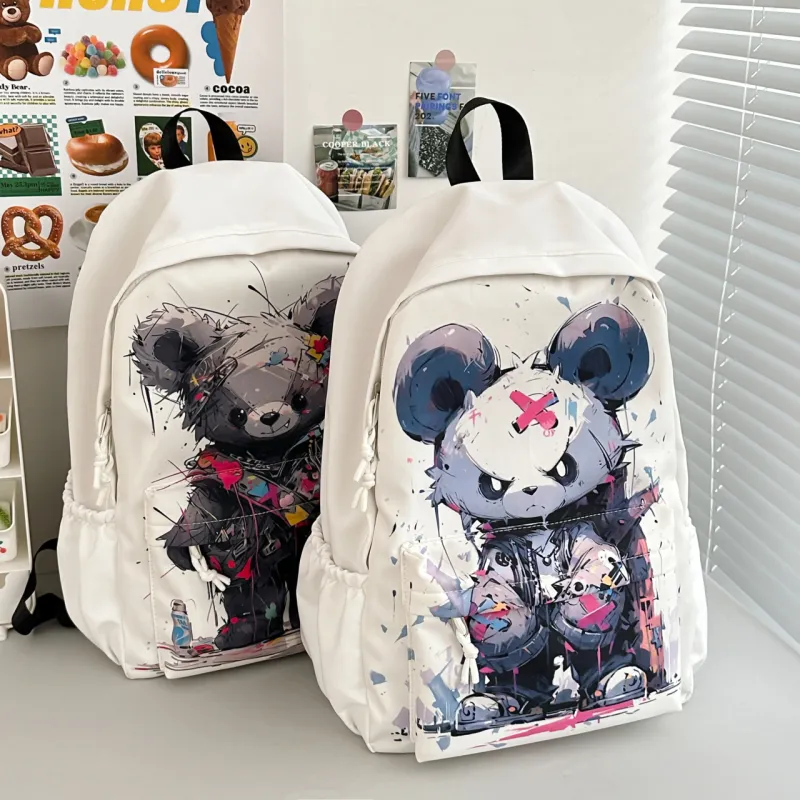 URBAN FOREST Nylon Backpack Unisex Black/White-1