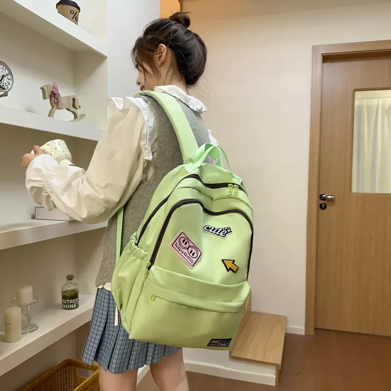 URBAN FOREST Nylon Backpack Unisex White/Black/Yellow/Green-20