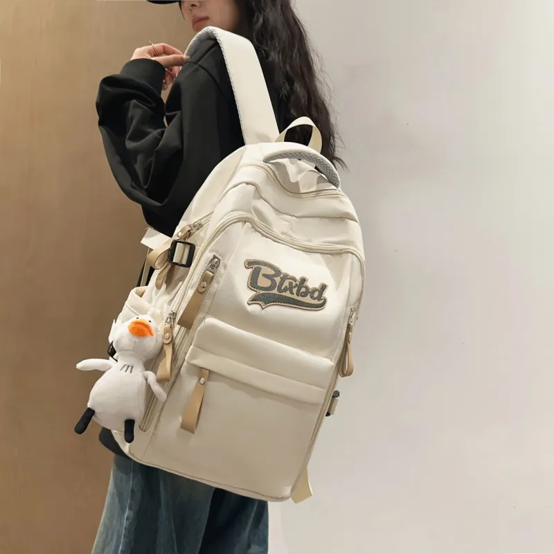 URBAN FOREST Nylon Backpack Regular Unisex White/Black/Red/Khaki-4
