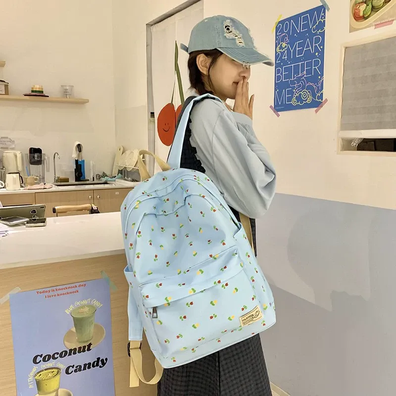 URBAN FOREST Canvas Backpack Unisex Light Blue/Dark Blue-2