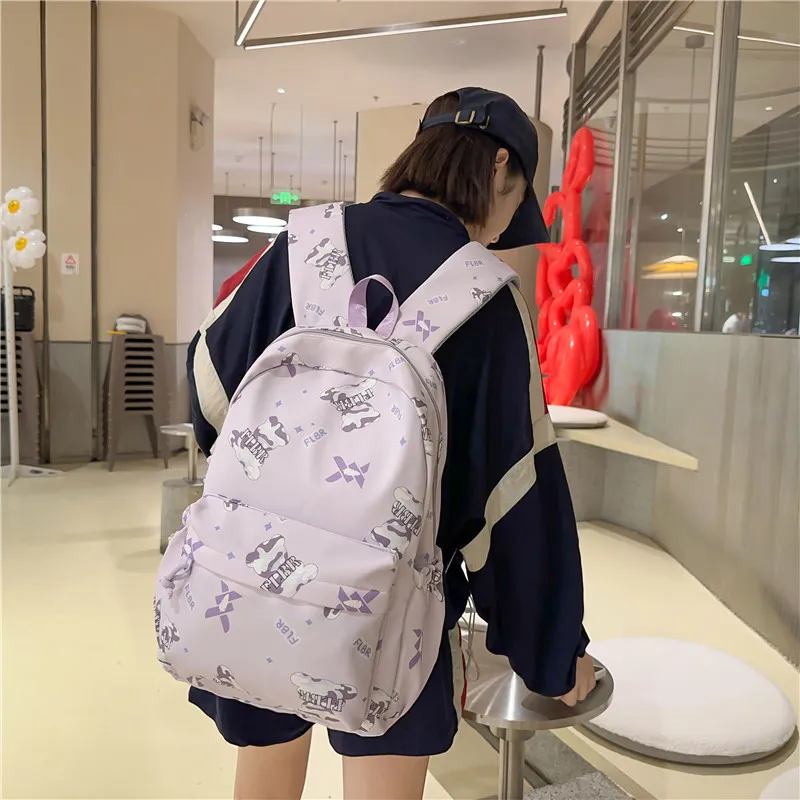 URBAN FOREST Nylon Backpack Unisex White/Color/Black Purple/Green/Lazy/Cover-14