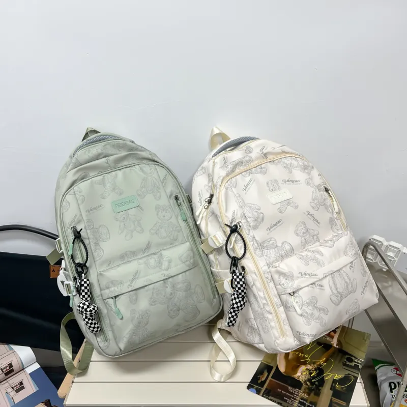 URBAN FOREST Composite Cloth Backpack Unisex White/Gray/Black/Green-15