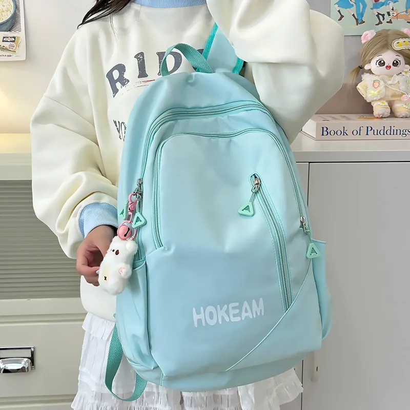 URBAN FOREST Nylon Backpack Unisex Light Green/Pink/Yellow/Black/White-5